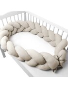 MimiNu Protectie laterala pentru patut tip bumper impletit din catifea 240x23 cm soft beige
