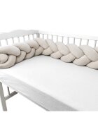 MimiNu Protectie laterala pentru patut tip bumper impletit din catifea 240x23 cm soft beige