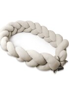 MimiNu Protectie laterala pentru patut tip bumper impletit din catifea 240x23 cm soft beige