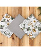 MimiNu Set 3 museline Botanica Grey multifunctionale din bumbac 30x30 cm