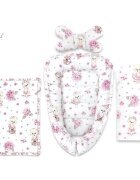MimiNu Set 4 in 1 Cosulet bebelus Baby Cocoon 75x55 cm Design Pink Ballerina