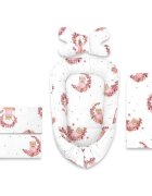 MimiNu Set 4 in 1 Cosulet bebelus Baby Cocoon 75x55 cm husa bumbac din bumbac cu paturica 50x70 cm si salteluta