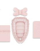 MimiNu Set 4 in 1 Cosulet bebelus Baby Cocoon 90x50 cm Colectia Royal Powder Pink