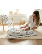 MimiNu Set 4 in 1 cosulet pentru bebelusi Baby Cocoon 75x55 cm Blue Plane