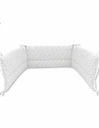 MimiNu Set lenjerie patut 5 piese cu pilota si perna din bumbac pentru patut 120x60 cm Mini Gray Stars