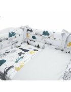 MimiNu Set lenjerie patut 6 piese cu pilota perna aparatori laterale din bumbac 120x60 cm Childrens Journey Grey