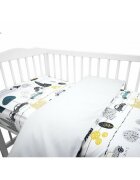 MimiNu Set lenjerie patut 6 piese cu pilota perna aparatori laterale din bumbac 120x60 cm Childrens Journey Grey