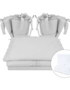 MimiNu Set lenjerie patut cu 6 piese 120x60 cm Royal Grey