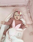 MimiNu Set lenjerie patut cu 6 piese cu volanase pilota si perna cu doua aparatori laterale bumbac 120x60 cm Colectia Roya Powder Pink