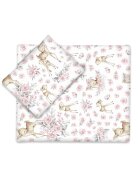 MimiNu Set lenjerie pentru carucior cu pernuta si paturica din bumbac Sweet deer Pink