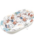 MimiNu Set pentru landoucosulet cu protectie saltea si pernuta din bumbac design Zoo in train