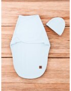 MimiNu Sistem de infasare si caciulita Soft Blue 0-3 luni Leo din bumbac