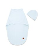 MimiNu Sistem de infasare si caciulita Soft Blue 0-3 luni Leo din bumbac