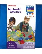 MINILAND Covoras de joaca si cutie pentru jucarii Trafic