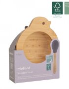 MINILAND Set bamboo lingurita si bol cu baza cilicon Chick