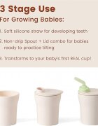 Miniware Pahar cu capac si pai antrenament bebelusi 1-2-3 Sip Grey