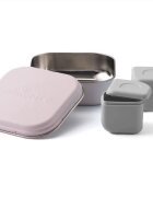 Miniware Set cutie cu 2 silipods pentru mancare bebelusi Grow bento 3 piese Cotton Candy+Grey