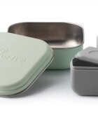 Miniware Set cutie cu 2 silipods pentru mancare bebelusi Grow bento 3 piese Keylime+Grey