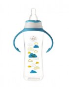 Minut Baby Biberon cu manere 250 ml si tetina silicon 6+ bleu
