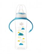 Minut Baby Biberon cu manere 250 ml si tetina silicon 6+ bleu