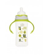 Minut Baby Biberon gat larg cu manere 270 ml cu tetina silicon 3+ verde