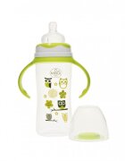 Minut Baby Biberon gat larg cu manere 270 ml cu tetina silicon 3+ verde