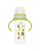 Minut Baby Biberon gat larg cu manere 270 ml cu tetina silicon 3+ verde