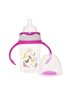 Minut Baby Biberon gat larg cu manere cu tetina silicon 0+ 150 ml roz