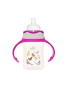 Minut Baby Biberon gat larg cu manere cu tetina silicon 0+ 150 ml roz