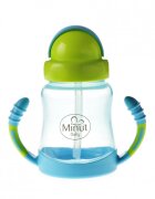 Minut Baby Cana anticurgere cu manere si pai silicon 210 ml blue