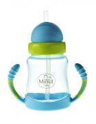 Minut Baby Cana anticurgere cu manere si pai silicon 210 ml blue