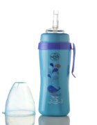 Minut Baby Cana anticurgere cu pai de silicon si clips de prindere 360 ml 6+ bleu