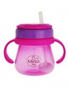Minut Baby Cana anticurgere cu pai mobil 250 ml roz