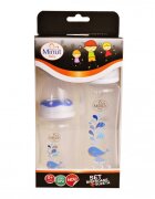 Minut Baby Set 2 biberoane 125 ml si 250 ml + suzeta in cutie sterilizare 0+ bleu