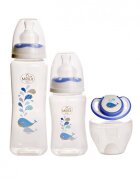 Minut Baby Set 2 biberoane 125 ml si 250 ml + suzeta in cutie sterilizare 0+ bleu