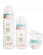 Minut Baby Set 2 biberoane 125 ml si 250 ml + suzeta in cutie sterilizare 0+ verde