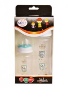 Minut Baby Set 2 biberoane 125 ml si 250 ml + suzeta in cutie sterilizare 0+ verde
