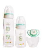Minut Baby Set 2 biberoane 125 ml si 250 ml + suzeta in cutie sterilizare 0+ verde
