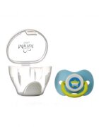 Minut Baby Suzeta 0+ si cutie pentru sterilizare bleu