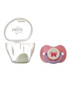 Minut Baby Suzeta 0+ si cutie pentru sterilizare roz