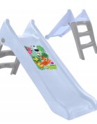Mochtoys Tobogan pentru copii Pastel Blue cu sistem de atasare furtun apa Scara si baza larga Material durabil si robust Utilizare interiorexterior