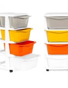 MODERNHOME Raft pe roti cu 4 compartimente pentru depozitarea jucariilor multicolor