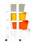 MODERNHOME Raft pe roti cu 4 compartimente pentru depozitarea jucariilor multicolor