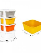 MODERNHOME Raft pe roti cu 4 compartimente pentru depozitarea jucariilor multicolor