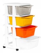 MODERNHOME Raft pe roti cu 4 compartimente pentru depozitarea jucariilor multicolor