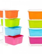 MODERNHOME Raft pe roti cu 4 compartimente pentru depozitarea jucariilor multicolor