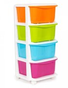 MODERNHOME Raft pe roti cu 4 compartimente pentru depozitarea jucariilor multicolor