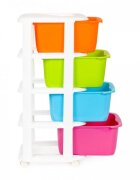 MODERNHOME Raft pe roti cu 4 compartimente pentru depozitarea jucariilor multicolor