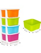 MODERNHOME Raft pe roti cu 4 compartimente pentru depozitarea jucariilor multicolor