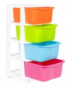 MODERNHOME Raft pe roti cu 4 compartimente pentru depozitarea jucariilor multicolor